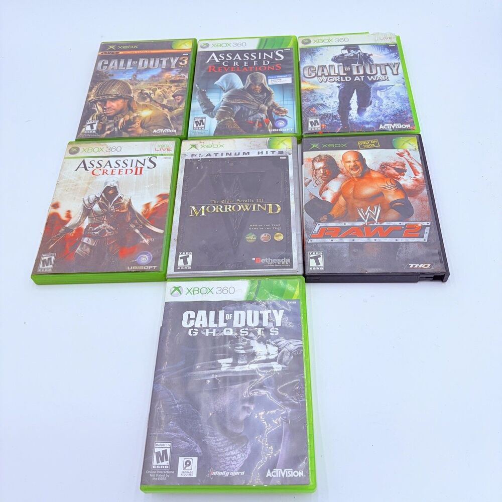 Xbox & Xbox 360 Game Lot COD Assassin’s Creed Morrowind WWE Raw 2
